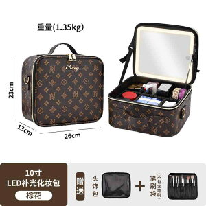 化粧ポーチ レディース 女性用 ポータブル 大容量 LEDライト付き ミラー 鏡付き メイクボックス 旅行用 コスメボックス PVC マカロンカラー ナイロン製 ブラック ピンク系 ブラウン系