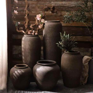 花瓶 陶器 大判サイズ フラワーベース 植木鉢 スタンド式 手作り レトロ調 インテリア 雑貨 オフィス ホテル ショッピングモール 家庭菜園 ガーデニング