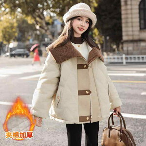 子供服 ガールズ 中綿入りジャケット 冬用 暖か 防寒 厚手 アウター ウェア ポリエステル 無地 ブラック ベージュ系 120 130 140 150 160 170cm