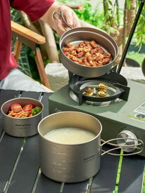 鍋 超軽量 チタン製 アウトドア キャンプ 湯沸かし 調理器具 セット 900ml 350ml 収納袋付き