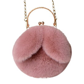 ぬいぐるみバッグ レディース 斜めがけ 韓国風 かわいい 手提げ ファーバッグ 秋冬 ウサギ耳 がま口 バッグ グレー ピンク ベージュ ブラック ホワイト カバン 鞄 カジュアル