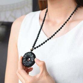 ネックレス ペンダント メンズ レディース 黒曜石 十二支 干支 虎 お守り 贈り物 ギフト ラッキーアイテム 和風 レトロ アニマルモチーフ