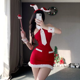 ワンピース レディース クリスマス 赤色 バニーガール コスプレ衣装 伸縮性
