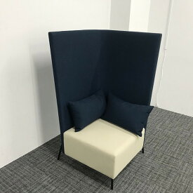 応接用ソファ 1人用 QUON リーゼン ツートン張 クッション・パネル付 アイボリー 【中古】