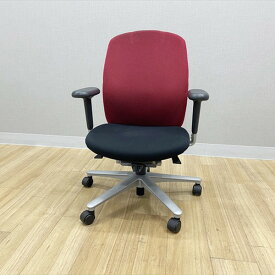 【中古】 内田洋行 ウチダ キャストチェア ハイバック 肘付 オフィスチェア ワインレッド ブラック