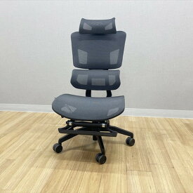 グロウスピカ プロ ラシカルジャパン ヘッドレスト ハンガー付 オットマン付 オフィスチェア 肘無 ブラック 【中古】