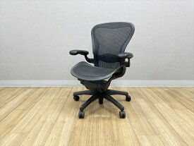 【中古】 ハーマンミラー アーロン Bタイプ スタンダード ランバーサポート付 AE111PWB 肘付 オフィスチェア HermanMiller ブラック