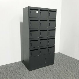 【中古】 イトーキ コンビキャビネット 両開き15人用メールBOX 上下セット スチール書庫 エス ブラック