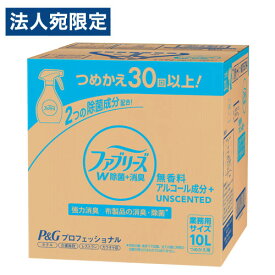 P＆G ファブリーズ W除菌 無香料 アルコール成分入り 詰替用 10L 消臭剤 消臭 布 空間 除菌 抗菌 飲食店 ホテル 業務用『送料無料（一部地域除く）』