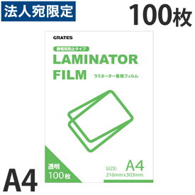 ラミネートフィルム A4サイズ 100枚 100ミクロン ラミネーターフィルム