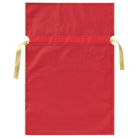 梨地リボン付き巾着袋 赤 M 20枚FK2403【カクケイ】