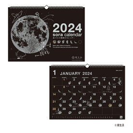 宙（そら）の壁掛けカレンダー（黒） ＜2024年版＞ NK-8951【新日本カレンダー】サイズ：H297×W420mm