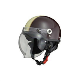 （同梱不可）リード工業 CROSS ハーフヘルメット ブラウン× アイボリー フリーサイズ CR-760