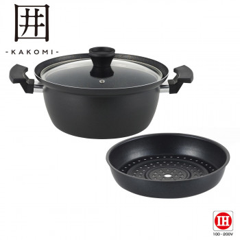 煮物に便利な深鍋に 正規逆輸入品 蒸し目皿が付属しています 同梱不可 買い取り 囲 -KAKOMI- IH対応深型マルチポット24cm KK-24MP