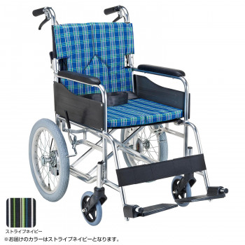 車いす （代引き不可）（同梱不可）スタンダードモジュール 介助式・背折れ SMK30-4243SN ストライプネイビー 介助用車椅子
