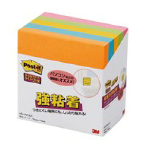 スリーエムジャパン Post-it 654-5SSAN 強粘着 75mm*75mm 蛍光 / のりつきメモ / 261836