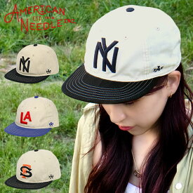 American Needle アメリカンニードル キャップ メンズ 帽子 リネン NEGRO LEAGUE MiLB NY 麻 6パネル 野球 復刻 ツートンカラー レザーベルト
