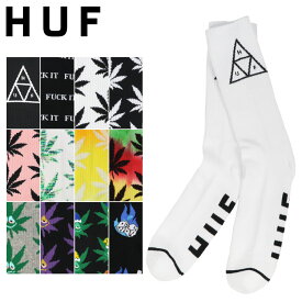 HUF ハフ ソックス 靴下 メンズ トリプルトライアングル ファックイット プラントライフ ダイス ラスタ ストリート スケーター クルーソックス 総柄 植物 オシャレ