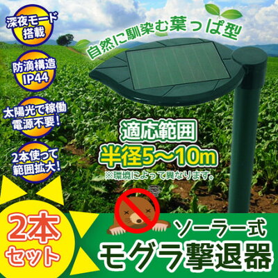 ソーラー式モグラ撃退器(2本組)【モグラ退治対策撃退】【送料無料】