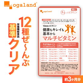 【栄養機能食品】マルチビタミン（約3ヶ月分） ビタミンA ビタミンB ビタミンC ビタミンD ビタミンE ビオチン 葉酸 ナイアシン パントテン酸 栄養不足 野菜不足 が気になる方に サプリ 90日分 オーガランド 栄養機能食品 ポイント消化 送料無料
