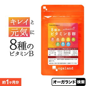8種のビタミンB群（約1ヶ月分）ビタミンb1 ビタミンb2 サプリメント サプリ 葉酸 ビオチン ナイアシン パントテン酸 オーガランド 健康 美容 女性 ビタミン B1 B2 B6 B12 カルシウム 葉酸 ポイント消化 ポイント消費