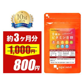 【大特価SALE】8種のビタミンB群（約3ヶ月分）送料無料 サプリメント サプリ 葉酸 ビオチン ナイアシン パントテン酸 マルチトール オーガランド 健康 美容 女性 男性 ビタミン B1 B2 B6 B12 カルシウム 葉酸 _JB_JH