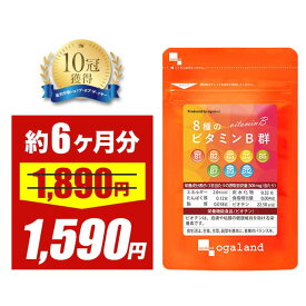 【大特価SALE】8種のビタミンB群（約6ヶ月分）送料無料 サプリメント サプリ 葉酸 ビオチン ナイアシン パントテン酸 オーガランド 健康 美容 女性 栄養 ビタミン B1 B2 B6 B12 カルシウム 葉酸 _JB_JH ポイント消化 送料無 ポイント消費 送料無料