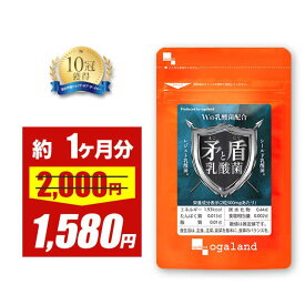 【限定セール中!!】矛と盾 乳酸菌 （約1ヶ月分） 乳酸菌 サプリ 1兆個 以上 2種類 レジスト乳酸菌(R) シールド乳酸菌(R) 善玉菌 オリゴ糖 水溶性 食物繊維 ビタミン びたみん 菌 活 健康 美容 ダイエット オーガランド サプリメント ポイント消化 ポイント消費 送料無料