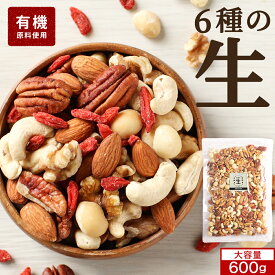 ミックスナッツ 無塩 600g 大容量 小分け オーガニック 生 ナッツ ギフト ミックスナッツ 食塩 無添加 有機 ミックスナッツ 6種 アーモンド クルミ マカダミアナッツ カシューナッツ ピーカンナッツ クコの実 健康 送料無料