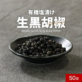 有機 胡椒 塩漬け 有機JAS 認証 取得 生 黒胡椒 50g カンボジア 産 カンポットペッパー 送料無料