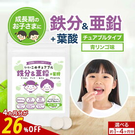 【SALE★最大26％OFF】子供 こども 鉄分 サプリ 亜鉛 葉酸 青りんご味 30粒 / 120粒 約1〜4か月分 鉄分不足 鉄 チュアブル サプリメント 亜鉛サプリ 鉄分サプリ 葉酸サプリ 栄養補給 栄養補助 成長 美味しい オーガランド 1000円ポッキリ 送料無料