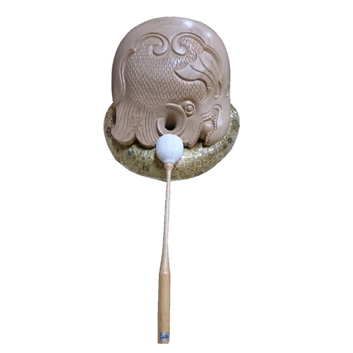 楽天市場】【受注生産商品】 最高級木魚セット 本楠鯱彫り8寸聲木魚 