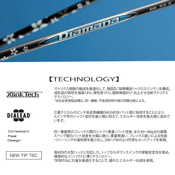 楽天市場】三菱ケミカル ディアマナ BB テーラーメイド用 スリーブ付  