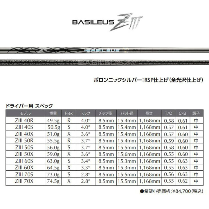 楽天市場】バシレウス ZIII タイトリスト用 スリーブ付シャフト 