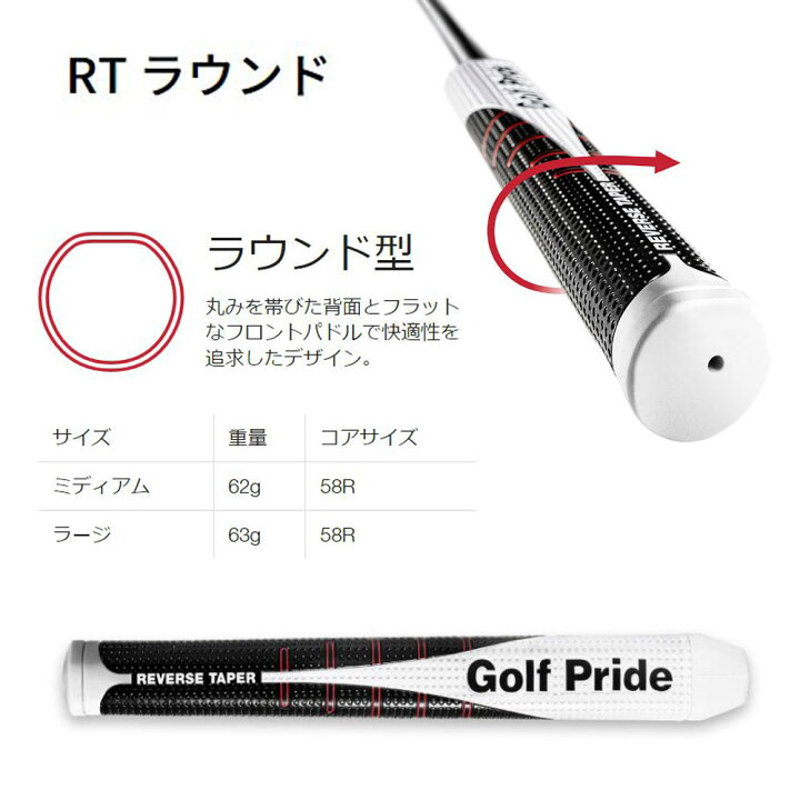 楽天市場】ゴルフプライド リバーステーパー パターグリップ RT 