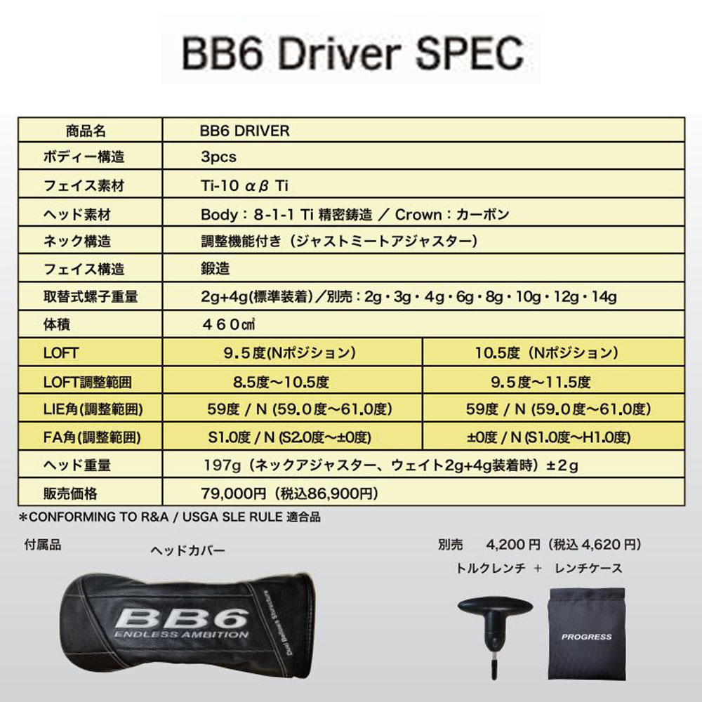 楽天市場】プログレス BB6 ドライバー ツアーAD HD Progress 