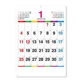 【11/11までエントリーで2個購入でP5倍・3個10倍・割引クーポン発行中】 壁掛け 2026年 カラーラインメモ カレンダー NK174 (2026年 1月始まり)