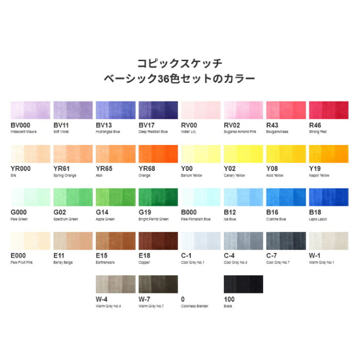 楽天市場】コピック スケッチ ベーシック36色セット : 印鑑はんこ製造 