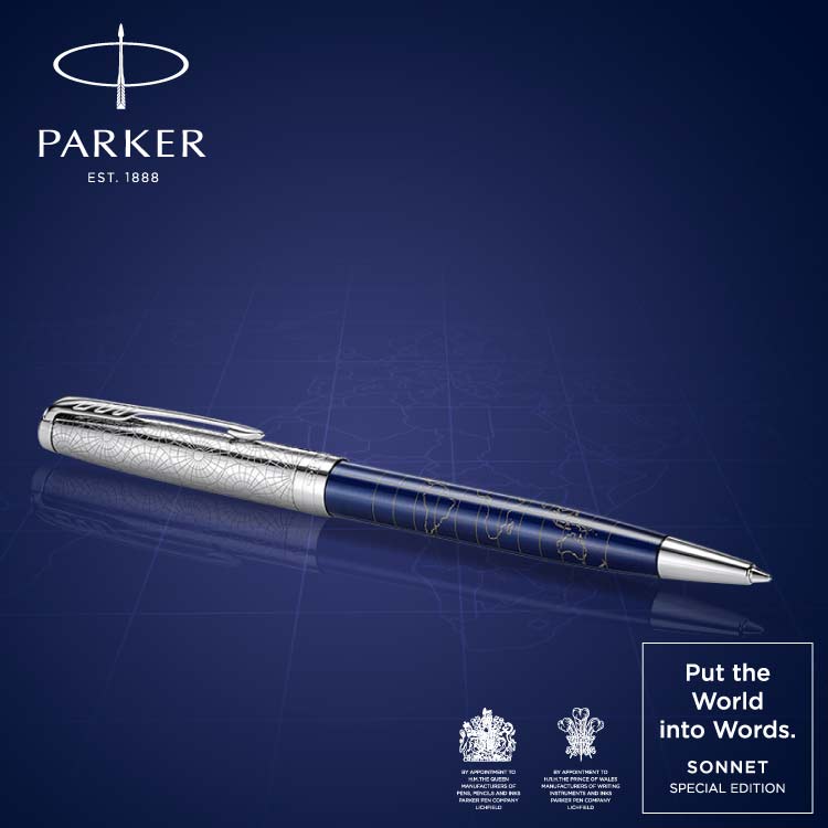 パーカーにふさわしい130年の限定モデル パーカー ソネット スペシャルエディション PUT THE 低価格化 ボールペン WORLD WORDS 限定品 INTO 上品 アトラスCT