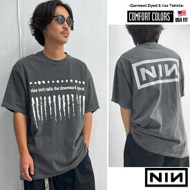 NINE INCH NAILS 「THE DOWNWARD SPIRAL 」「ナインインチネイルズ」 「ザ ダウンワードスパイラル」バンド 90年代　オルタナティブ　ロックTシャツ　バンドTシャツ ヴィンテージライク フェードTシャツ / PEPPER BLACK