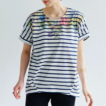 楽天市場】ボーダー tシャツ（柄花・植物）（レディースファッション 