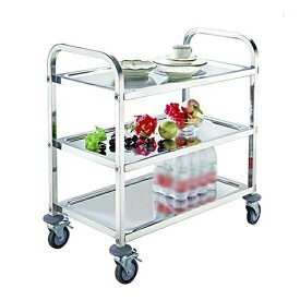 ステンレス ワゴン 配膳ワゴン キッチンカート キッチンワゴン 3段 サービスワゴン ワゴン サービスカート 配膳車 サービスワゴン キャスター付き ブレーキ付き 移動便利 業務用 キッチンワゴン