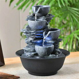 流水装飾 噴水デスクトップ 禅 屋内 噴水滝 風水 3層 インテリア おしゃれ 置き物 雰囲気 装飾 風水アクセサリー 流水 飾りデスクトップ 噴水工芸品 流水 LEDライト付き 工芸品 卓上用飾り 癒し 穏やか 綺麗 水音 ホーム 部屋 和室 オフィス
