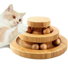 猫 おもちゃ 猫のおもちゃ くるくるニャンコ ペット用品 遊ぶ盤 ペット 回転 運動不足 ストレス解消 知育玩具 安全素材 猫遊び用 組立不要 三層竹製 取り外しカンタン ラクラクお掃除 キャットタワー