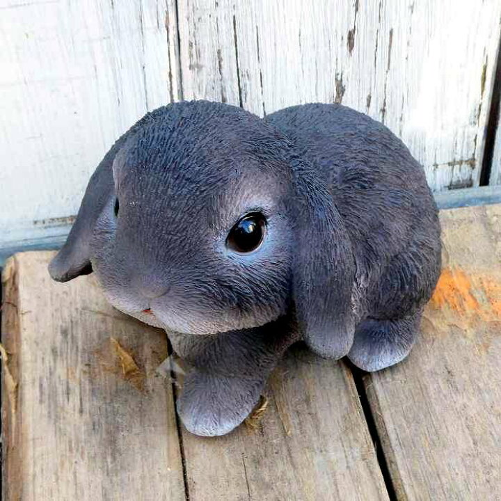 楽天市場】本物そっくりリアルでかわいいグレーウサギ〔 ガーデニング 