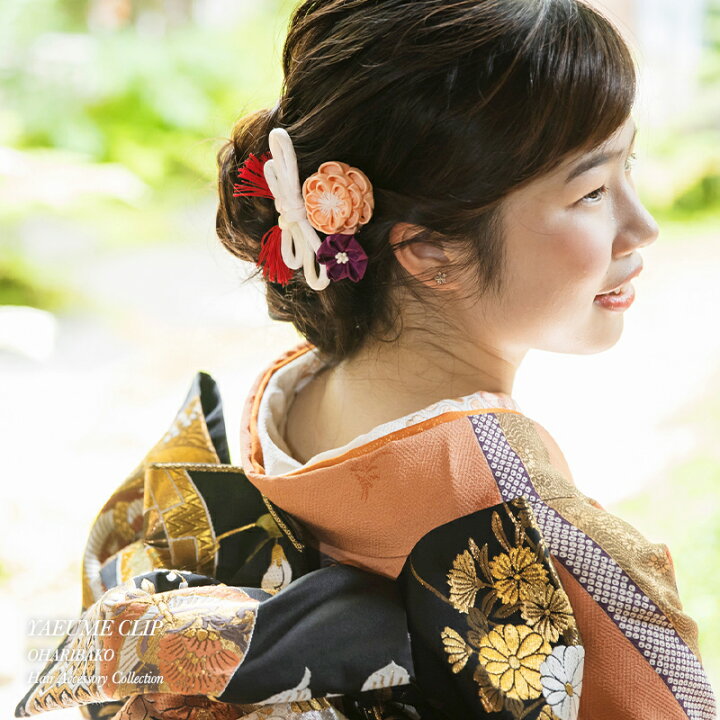 楽天市場】八重梅クリップ 七五三 成人式 結婚式 袴 髪飾り 八重梅 