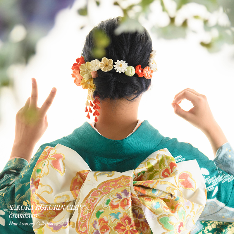 楽天市場】髪飾り つまみ細工の桜六輪クリップ 振袖 日本製 結婚式 和