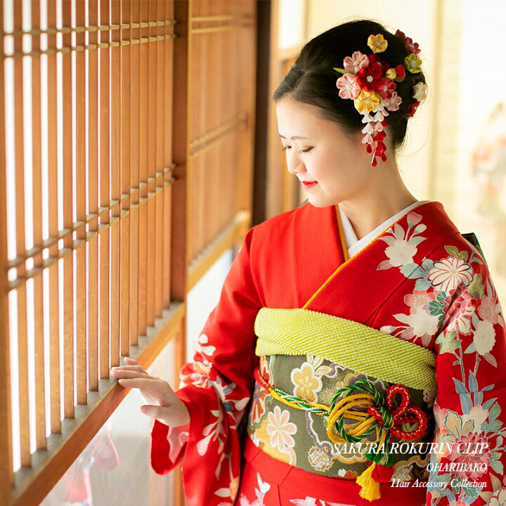 楽天市場 髪飾り つまみ細工の桜六輪クリップ 振袖 日本製 結婚式 和婚 着物 髪かざり かんざし 簪 和装 京都 花嫁 ブライダル ハレの日髪飾り 大学生 高校生 小学生 卒業式 成人式 送料無料 かんざし 小間物 おはりばこ