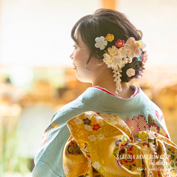 楽天市場】髪飾り つまみ細工の桜六輪クリップ 振袖 日本製 結婚式 和  