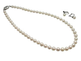 アコヤ真珠 イヤリング（ピアス）ネックレス セット 7.0-7.5mm ホワイト あこや 本真珠 真珠 あこや真珠 パール ギフト プレゼント フォーマル カジュアル 冠婚葬祭